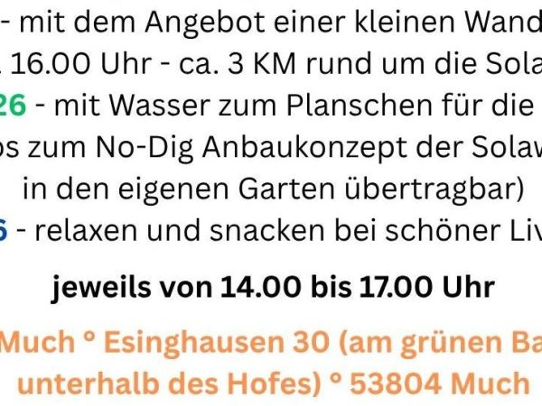 Solawi-Sommercafe – Start am 19.07.26 – 14.00 – 17.00&nbsp;Uhr